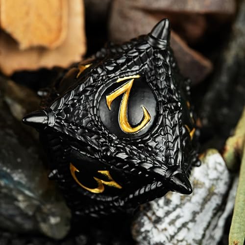 Vista 22 de Surpass DND - Juego de dados de metal para Calabozos y Dragones, juego de dados negros de metal con boca grande (negro y rojo)