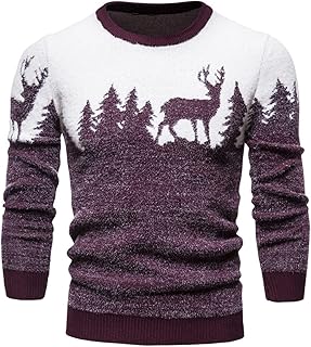 Hong Yi Fei-Shop sweaters for men Men's Sweater Knitted Warm Thicken Christmas Sweaters Casual Winter Vintage Fleece Elk Pullovers Round Neck Wool Sweaters sweaters