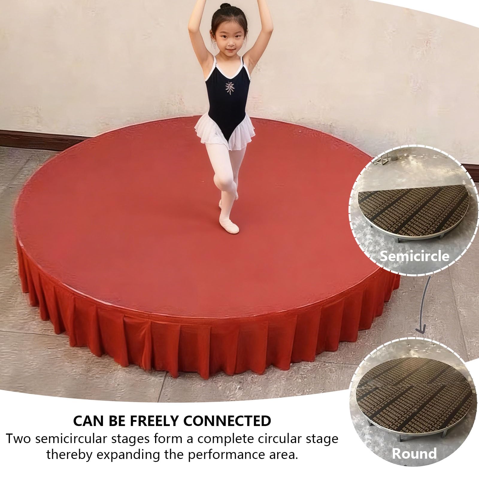 Palcoscenico Portatile Rotondo per Discorsi Bambini Piccola Piattaforma per Palcoscenici Disponibile In Lunghezze 100 A 150 Cm Adatto per Spettacoli All'Asilo E per Presentatori Matrimoni 100x50cm