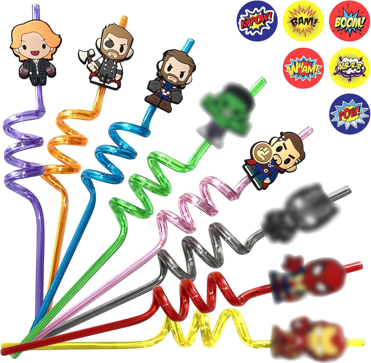 Pitillos superhéroes reutilizables para fiestas de niños 32 pcs miniatura 1