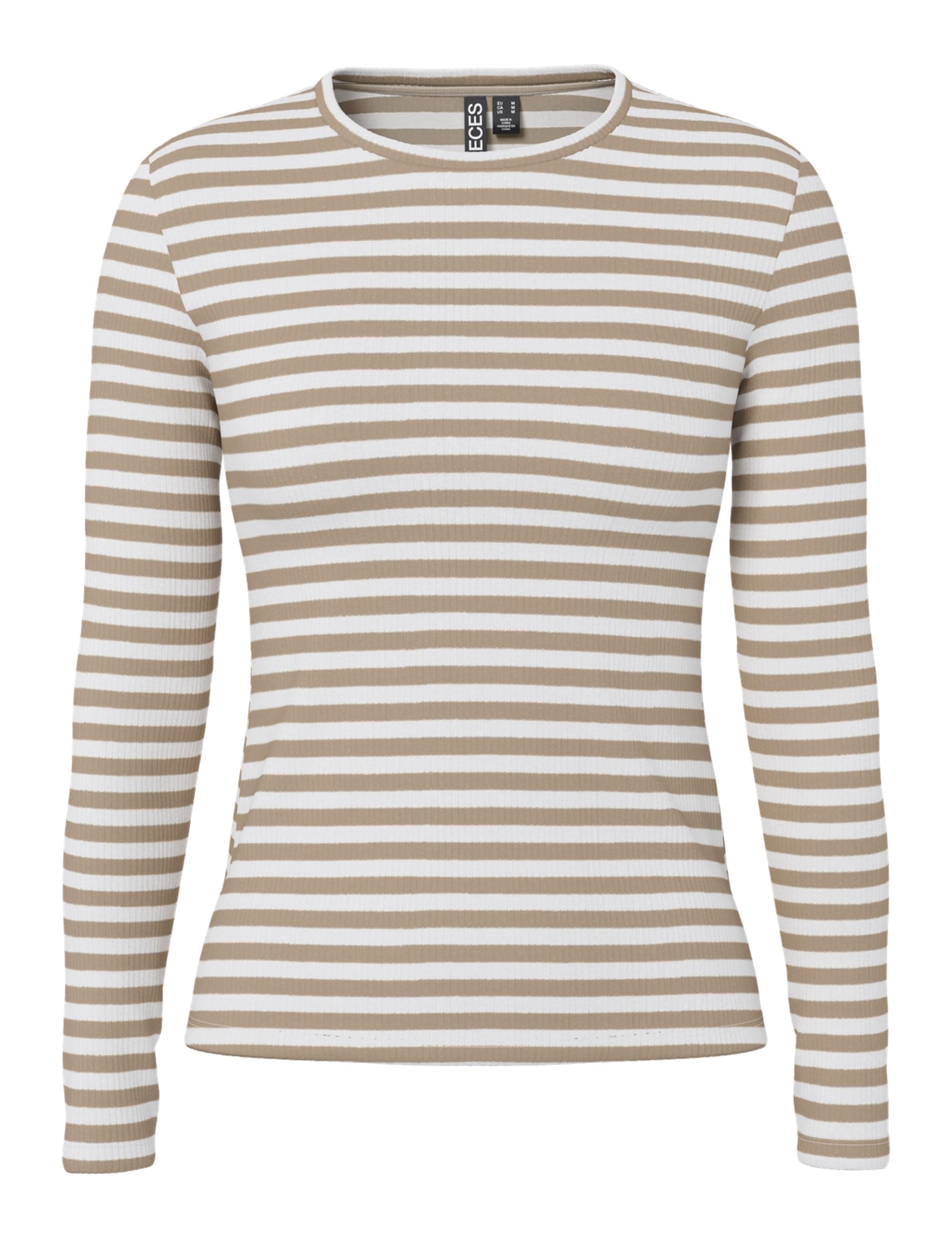 Name It Pcruka Ls Top Noos Bc Women's, Silver Mink/Stripes: Cloud Dancer, S