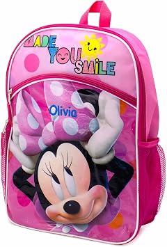 DIBSIES Personalized Licensed Character Backpack - 16 Inch (Minnie Made You Smile Backpack)