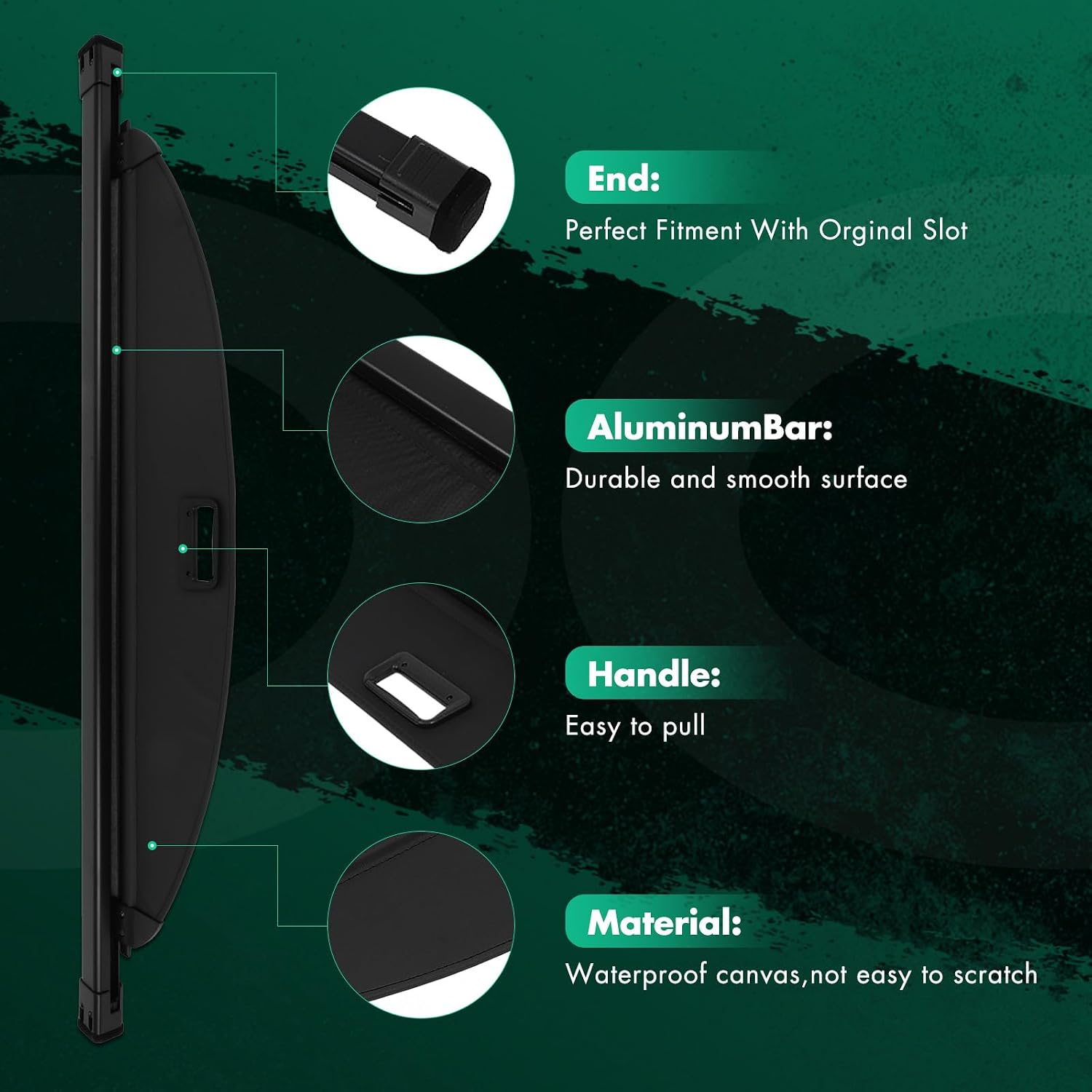 SCITOO Retractable Rear Cargo Cover Shade 2010-2015 Fit for Toyota Prius 1.8L Rear Trunk Retractable Security Shade Cover
