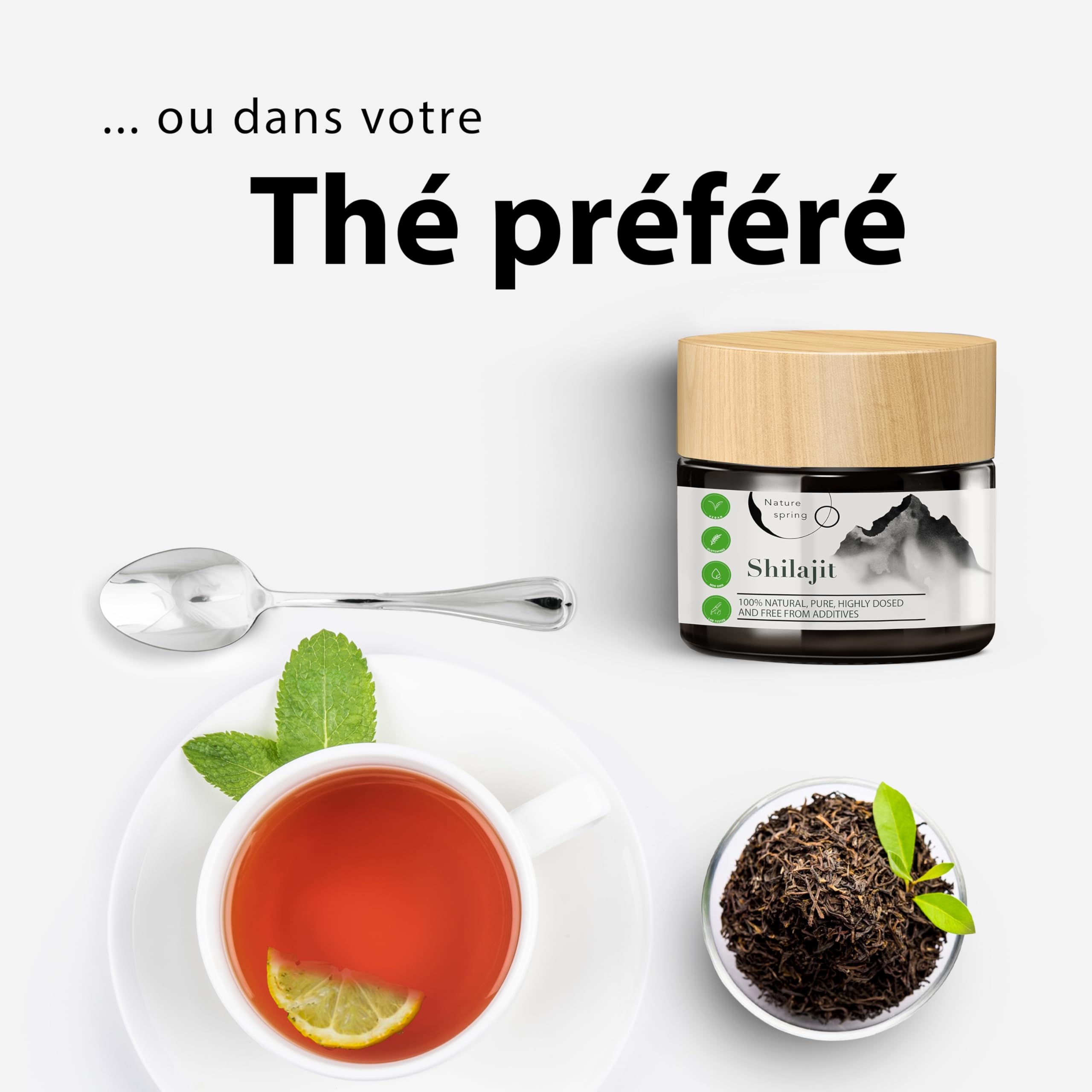 Shilajit Résine en Verre | Premium +2 Mois | Source Himalayenne Haute Puissance avec Acide Fulvique | Acide Humique et Oligo-éléments | Nature spring