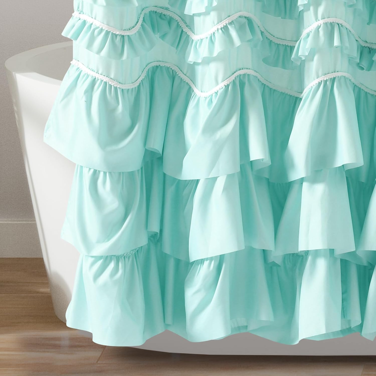 Lush Decor Kemmy Shower Curtain, 72" x 72", Aqua
