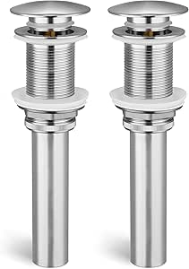 KES Bathroom Sink Drain Without Overflow, Brushed Nickel Pop Up Drain ...