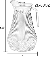 Vista 2 de Lawei Paquete de 2 jarras acrílicas de 68 onzas / 2 litros, jarras de agua de plástico transparente con tapa y boquilla, recipientes de té helado