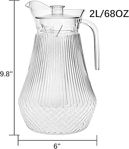 Miniatura 2 de Lawei Paquete de 2 jarras acrílicas de 50 onzas, jarra de agua de plástico transparente con tapa y boquilla, recipientes de té helado para