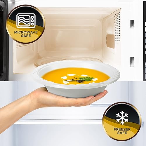 Miniatura 3 de PAMI Tazones de plástico desechables de alta calidad de 12 onzas paquete de 100  Cuencos blancos de fiesta para cenas y postres  Cuencos resistentes