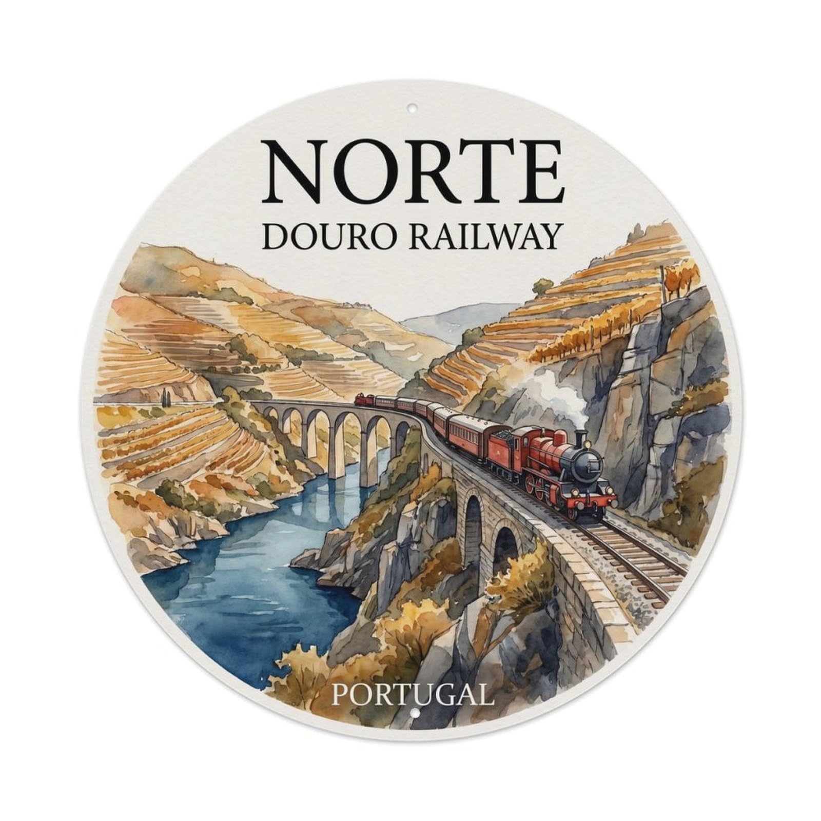 Olhnbad Style Portugal Norte Douro Train Regional Culture Metal Tin Sign