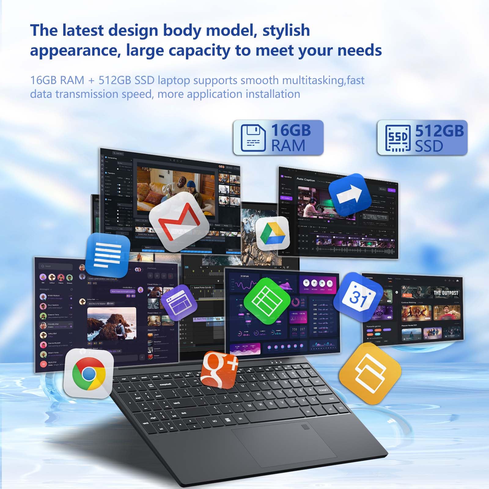 Notebook 15,6 Pollici 16GB RAM DDR4 SSD 512GB - Processore N150 (4 Core, fino a 3,6 GHz) Display IPS FHD Portatile PC Win 11 Tastiera Retroilluminata Sblocco Impronta Digitale Leggero e Potente