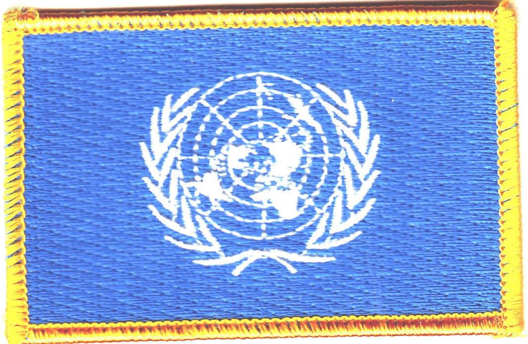 Amazon.com: UNITED NATIONS FLAG w/GOLD BORDER/ Iron On Embroidered ...