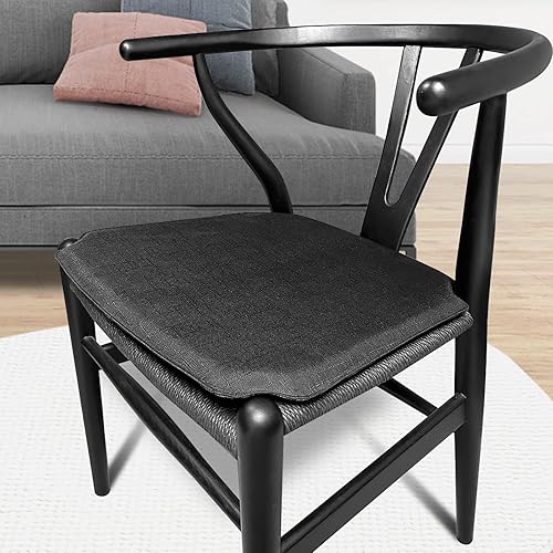 Miniatura 2 de Wishbone - Cojines de silla y sillas, cojín de tela de lino para sillas Y (negro)