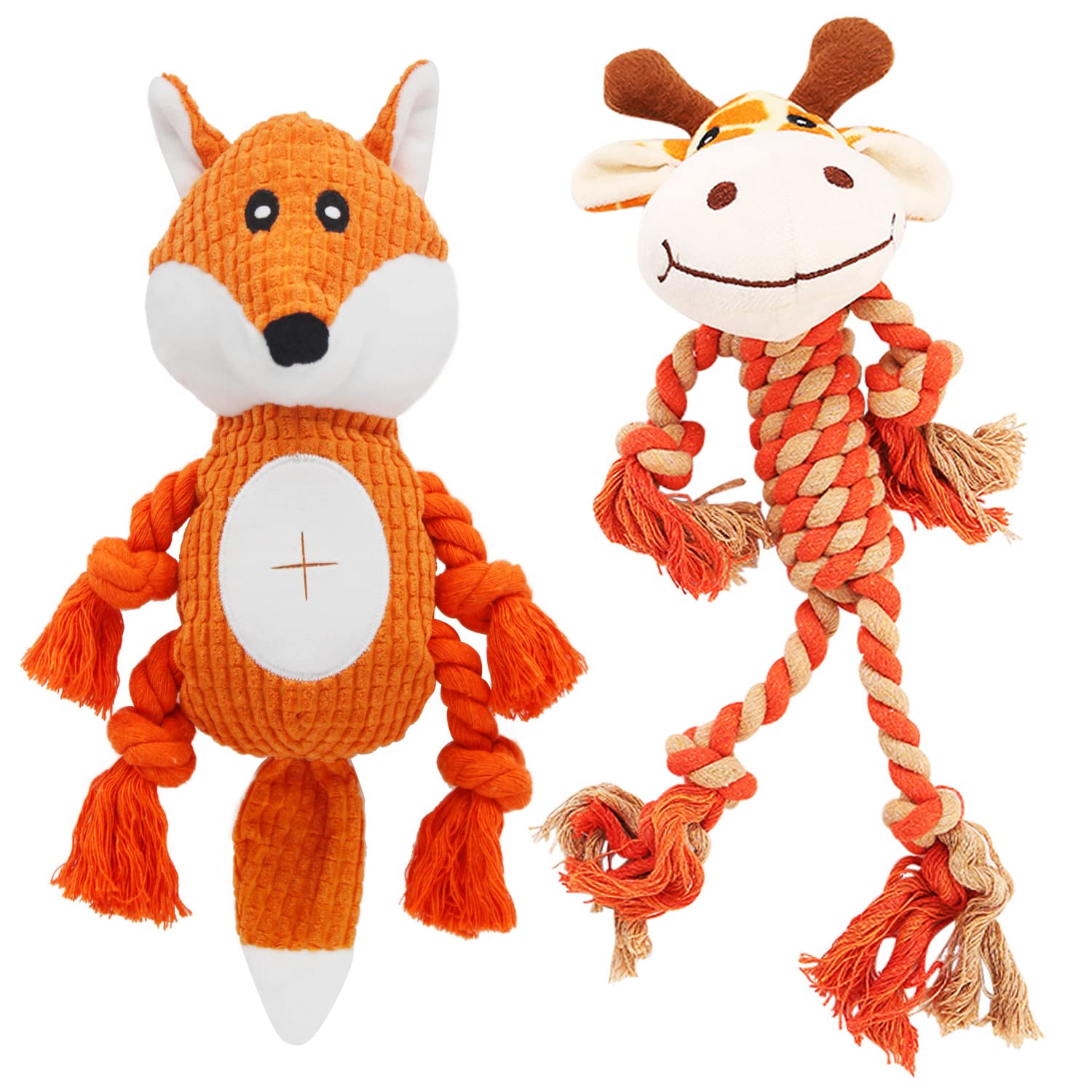 HUGEME Rope Dog Toys to Keep Them Busy - Tug of War Dog Toys for Boredom Plush Interactive Squeaky Puppy Toys for Small Medium Large Dogs