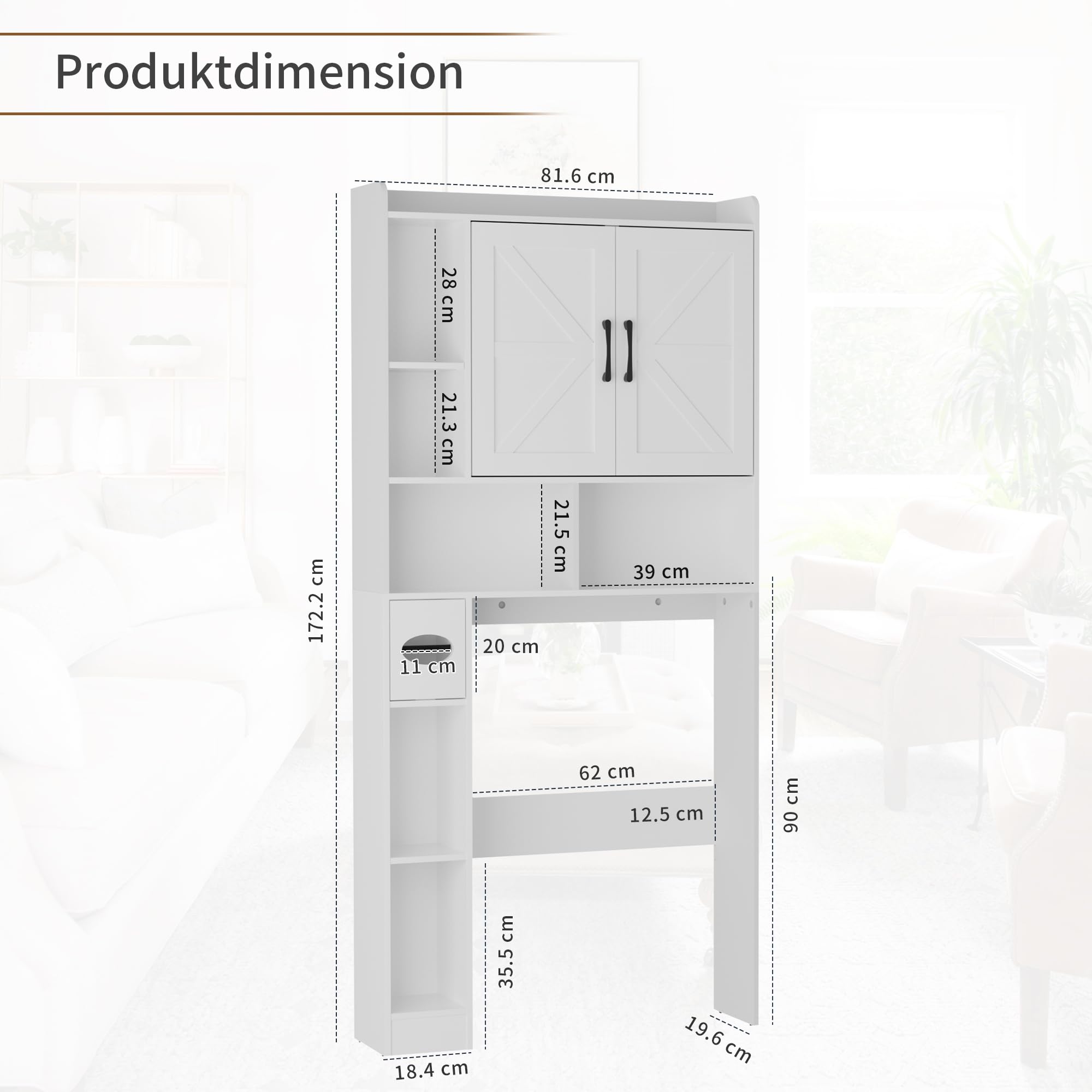 Badkamer Hangkast SucceBuy Met 2 Deuren En Verstelbare Plank Medicijnkast Boven Het Toilet Hangende Organizer Voor Wasruimte
