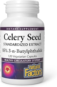 Natural Factors Celery Seed Extract 75 mg, 85% 3nB, 120 Vegetarian Capsules