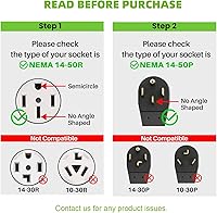 Vista 9 de 50 Amp RV/EV Splitter Adapter Cord, 4 Prong 250V NEMA 14-50P to 2X 14-50R, ETL Listed Heavy Duty 6/3+8/1 AWG 250V Splitter 3 Feet Power Extension