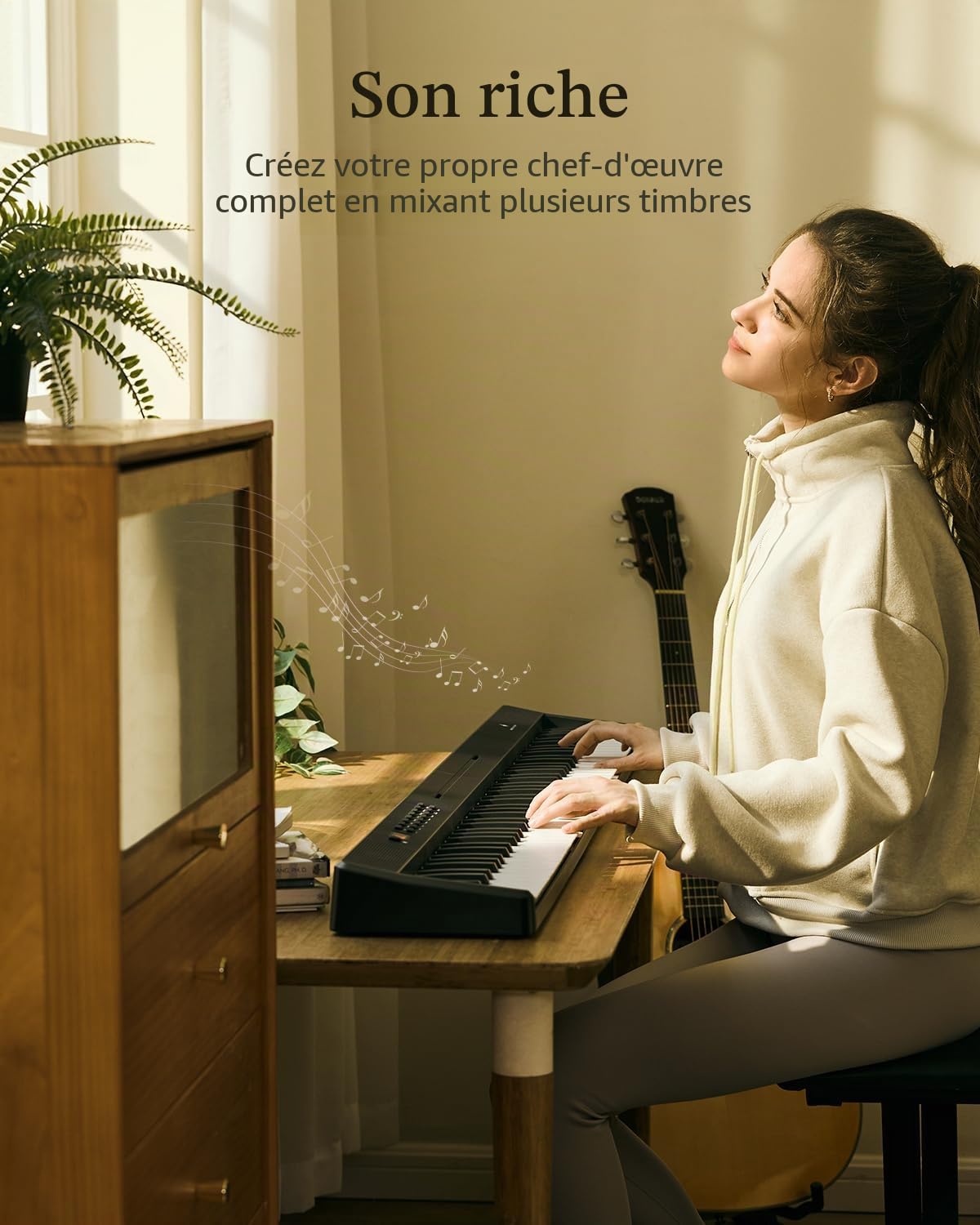 Donner DP-10 clavier de piano portable 88 touches pour débutant, clavier de piano pliable Bluetooth avec pédale, sac de piano, noir
