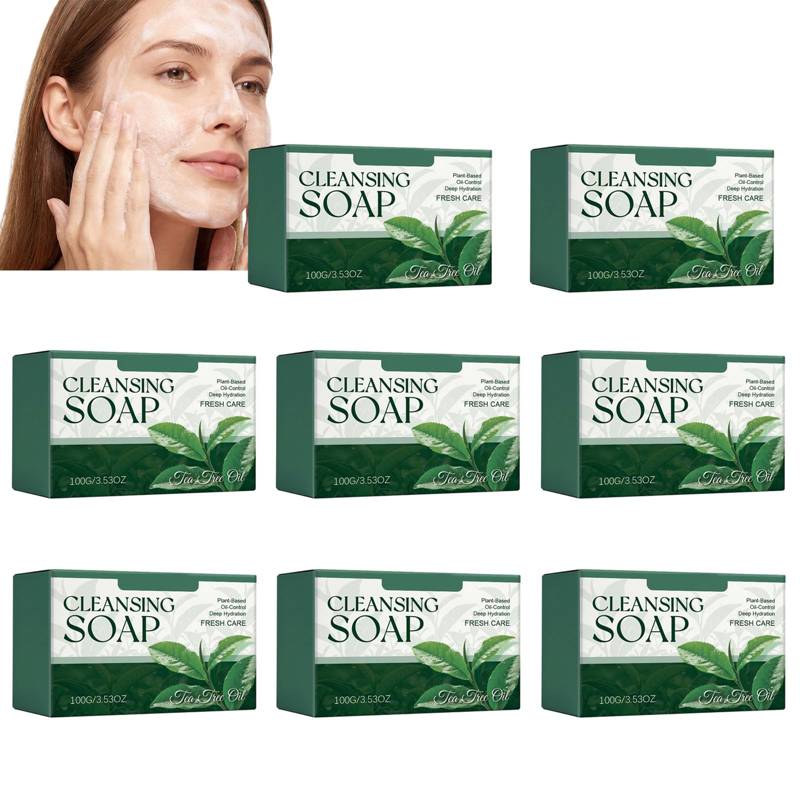 Jabón corporal de árbol de té, jabón de barra exfoliante natural, limpieza profunda e hidratación para frescura con jabón calmante y refrescante para hombres y mujeres y formulación vegetal (8