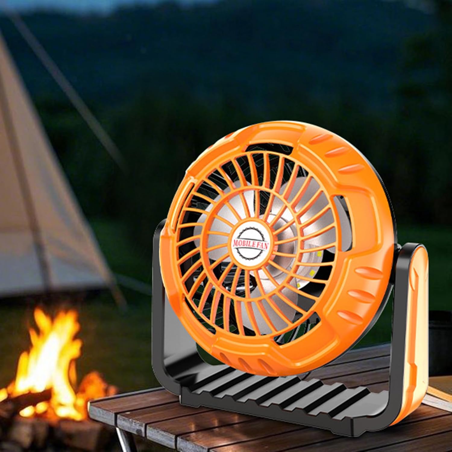 Rechargeable Camping Fan - Camping Fan with Light, Battery Operated Camping Fans, 3 Speed Waterproof Fans with Hanging Hook, Po Cooling