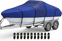 Vista 10 de RVMasking - Funda para barco, 1400D resistente reforzada en el medio, impermeable y remolcable con bolsa de almacenamiento para casco V, de tres