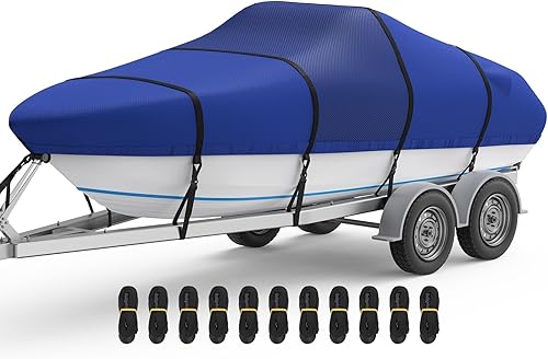 Miniatura 10 de RVMasking Funda para lancha reforzada 1200D media con bolsa de almacenamiento, impermeable, de grado marino, para lanchas bajas, casco en V,