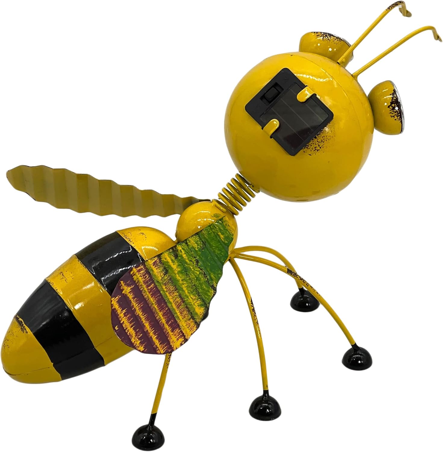 Galt International Yellow Bee Metal Garden Statue w/Solar LED Lights Yard, Patio, Lawn and Garden Decor and Ornament, Outdoor and Indoor Statue