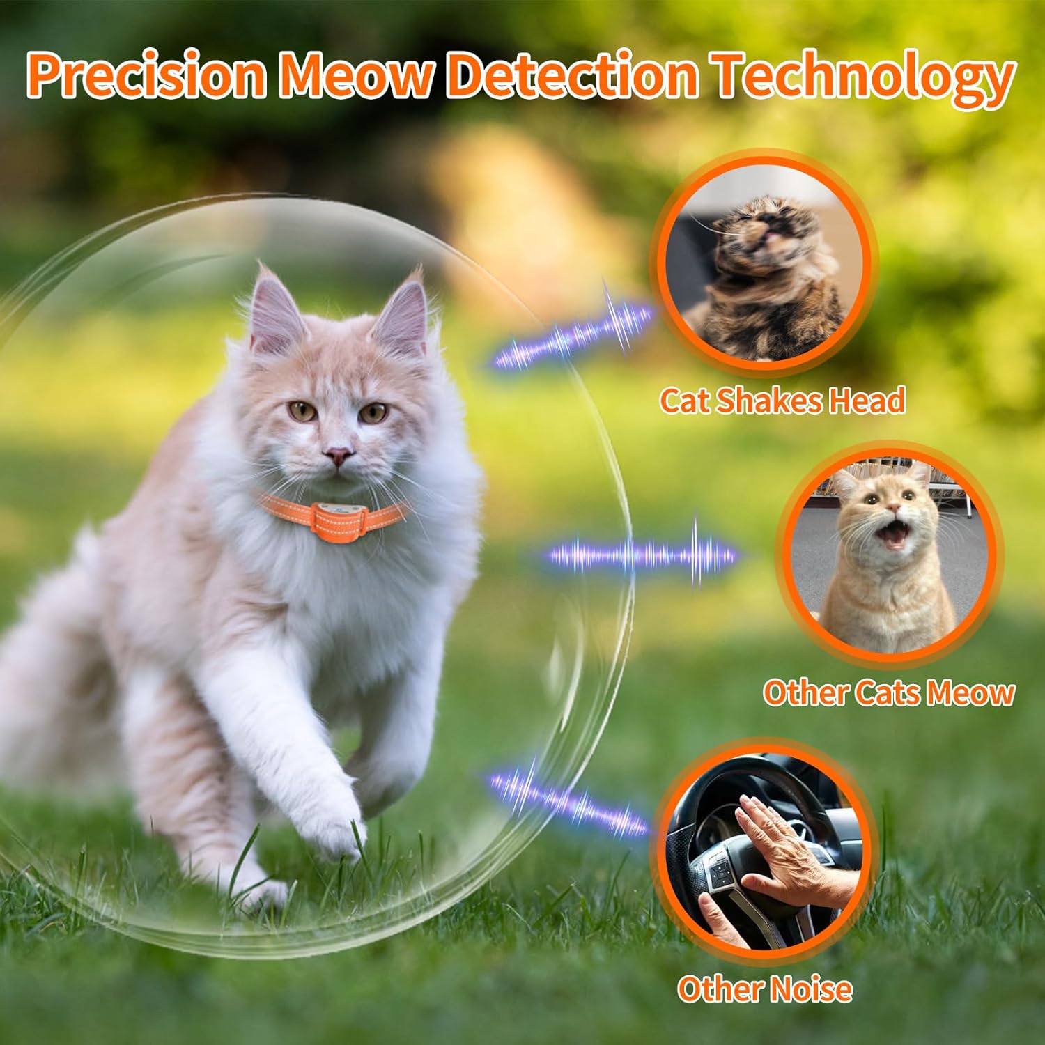 2-in-1 Cat Shock Collar, Shock Collar for Cats with Beep Vibration Shock & Auto Stop Meowing 4 Modes, 2300ft Cat Training Collar with Remote Effective for Bad Behavior IP67 Waterproof