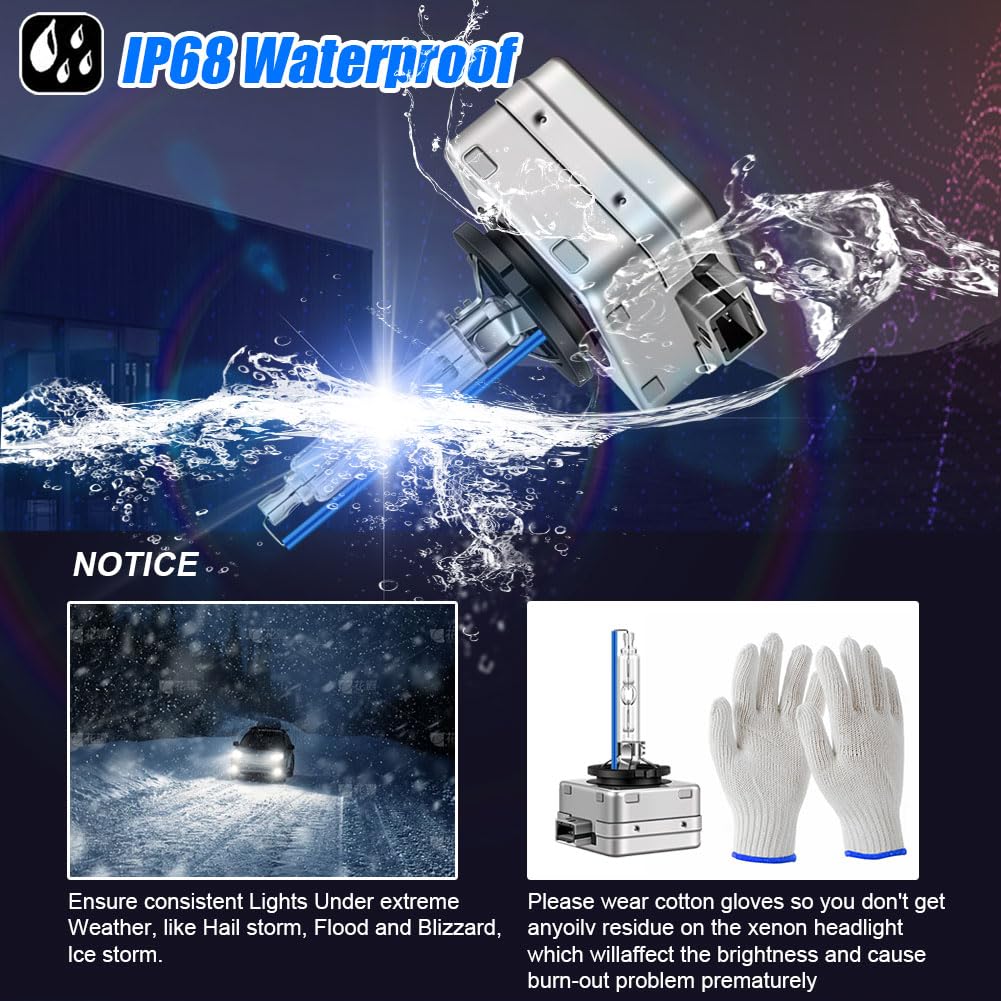 Erato D1S Xenon Lampadina allo xeno, 35W 8000K blu Bianco 12V HID Kit Xeno Lampada a Scarica Super Luminosa High Low Beam di Ricambio per i Auto Fari, 2 Lampadine