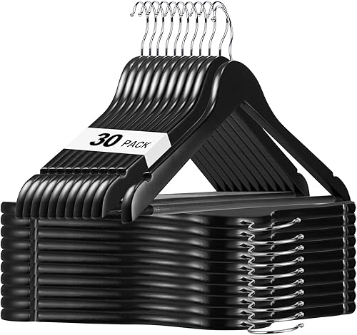 Miniatura 21 de HOUSE DAY - Juego de 10 perchas de madera blanca, percha de madera maciza con barra antideslizante, percha de abrigo de madera resistente