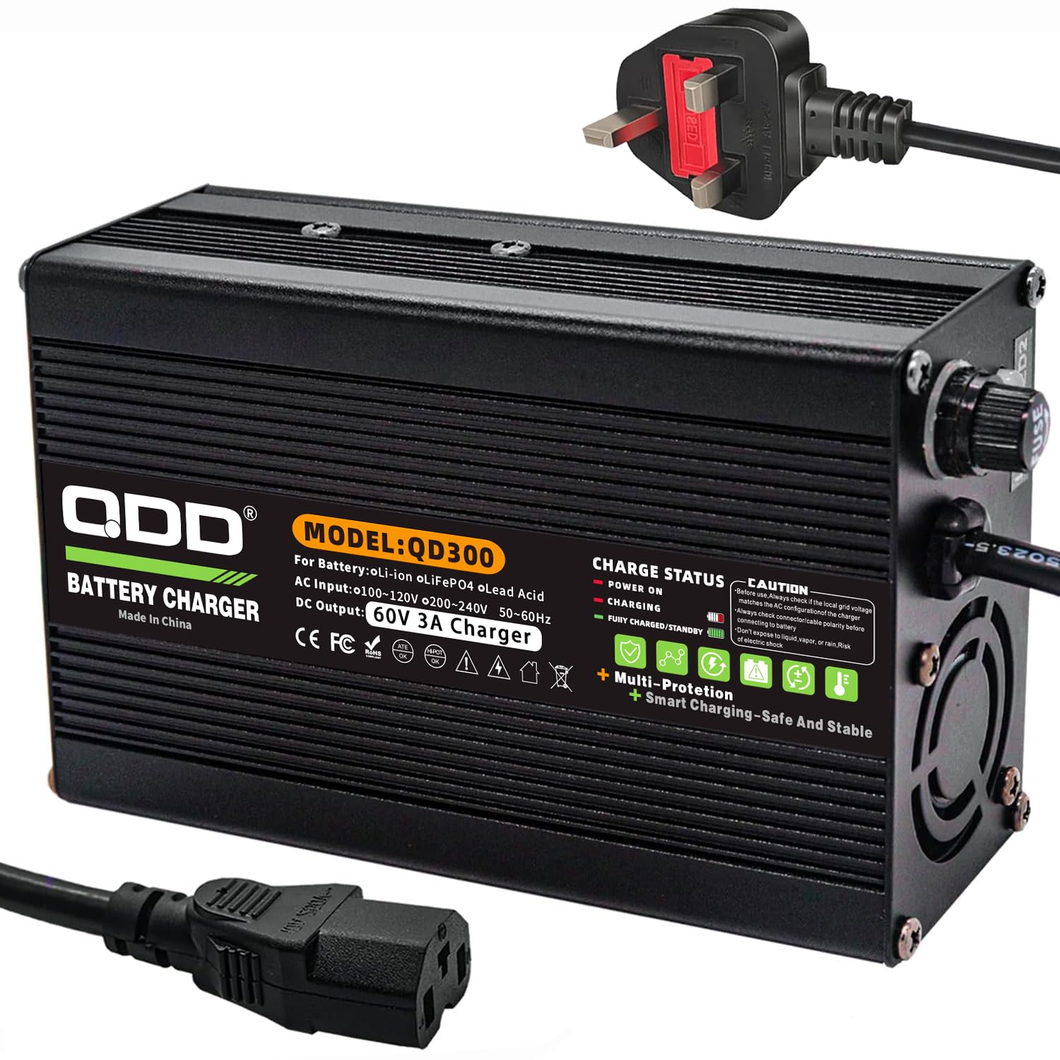 Spina C13 dell'uscita del caricatore della batteria di 60V 3A utilizzata per il caricatore astuto del pacchetto della batteria al piombo 60V 69V