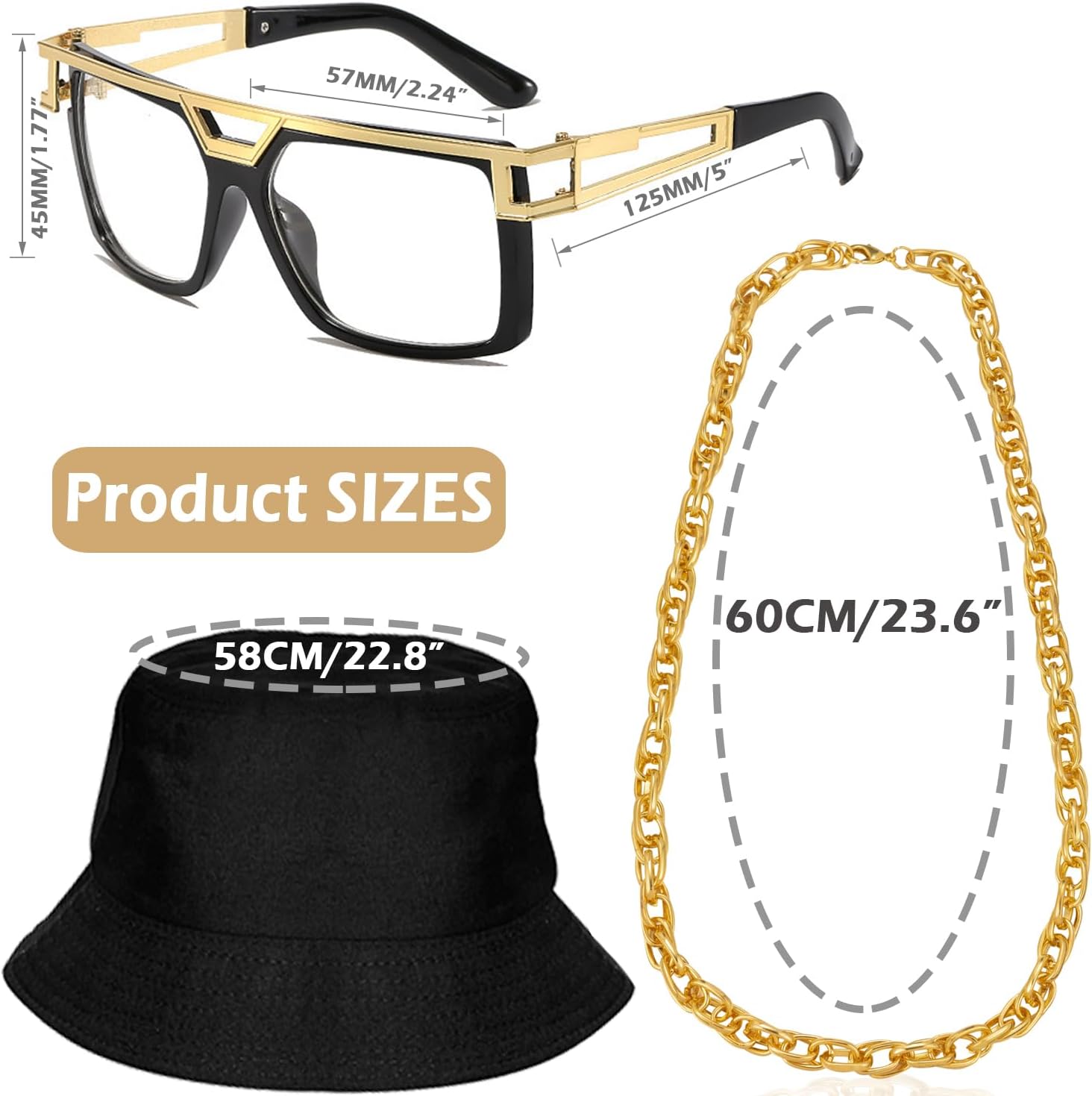 80s 90s Accessories Outfit for Woman Men Hip Hop Costume Kit Old School Rapper Jewelry - Image 6