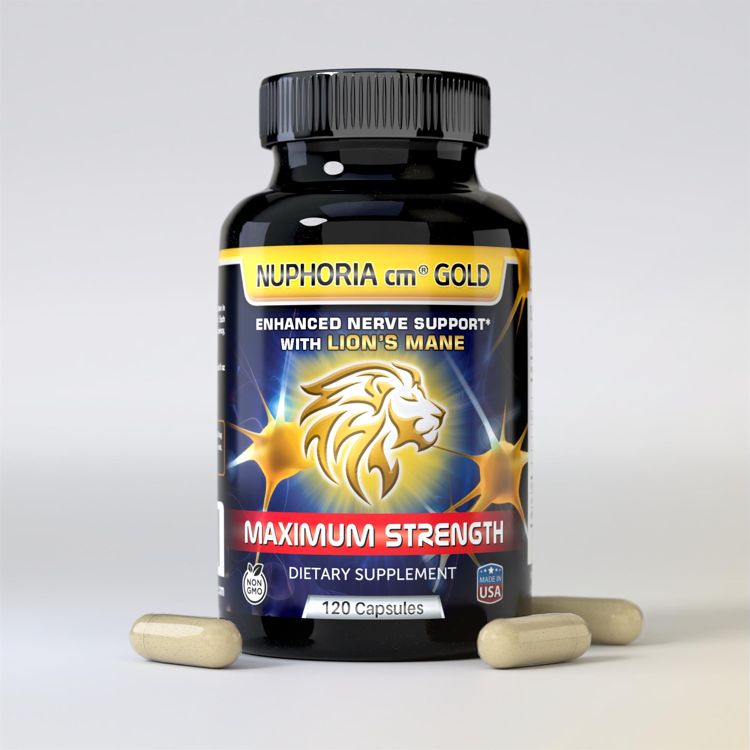 NUPHORIA cm® Gold - Nerve Support Formula for Relief with R-Alpha Lipoic Acid and Premium B Vitamins - 30 Day Supply 120 Capsules