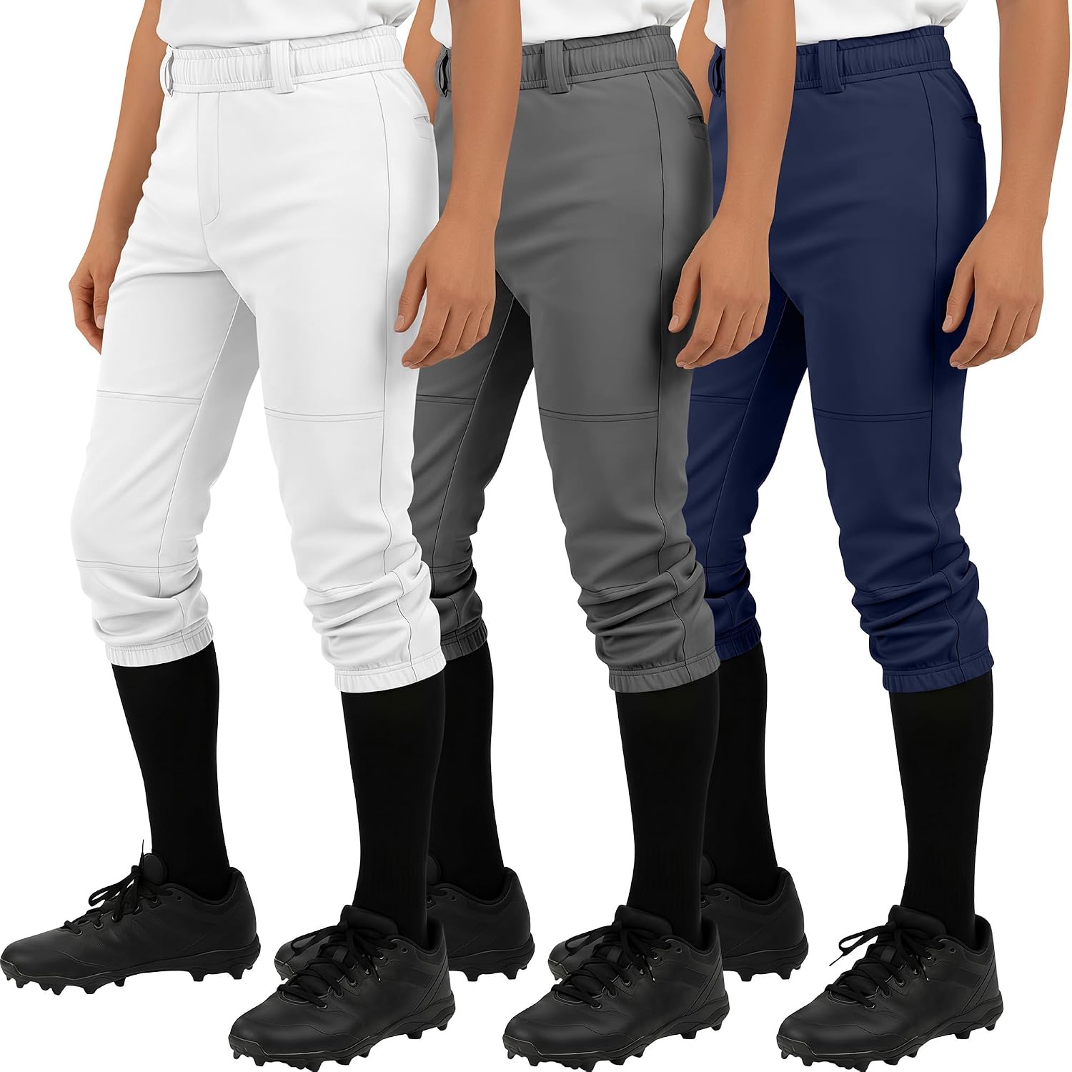 Halfchet 3 Pack Boys Baseball Pants Kids Elastic Waist Softball Pants Toddler Youth Knee Sports Knickers Clothes 4T-14Y