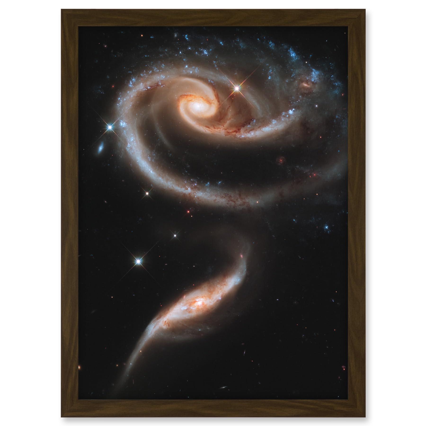Artery8 Hubble Space Telescope Image 21st Anniversary A Rose Made Of Interacting Galaxies Arp 273 Cosmic Flower Formation UGC 1810 And UGC 1813 Pair Artwork Framed A3 Wall Art Print