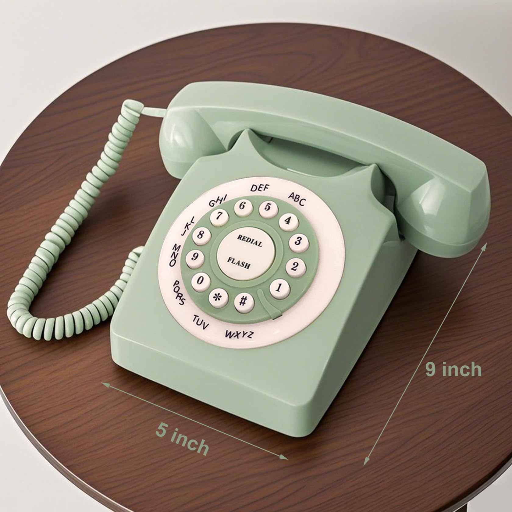 Telefono Fisso Vintage In Stile Pastorale, Colore Verde Chiaro, Con Tastierino Grande, Compatibile Con Linee UK E USA, Per Casa E Ufficio - 5