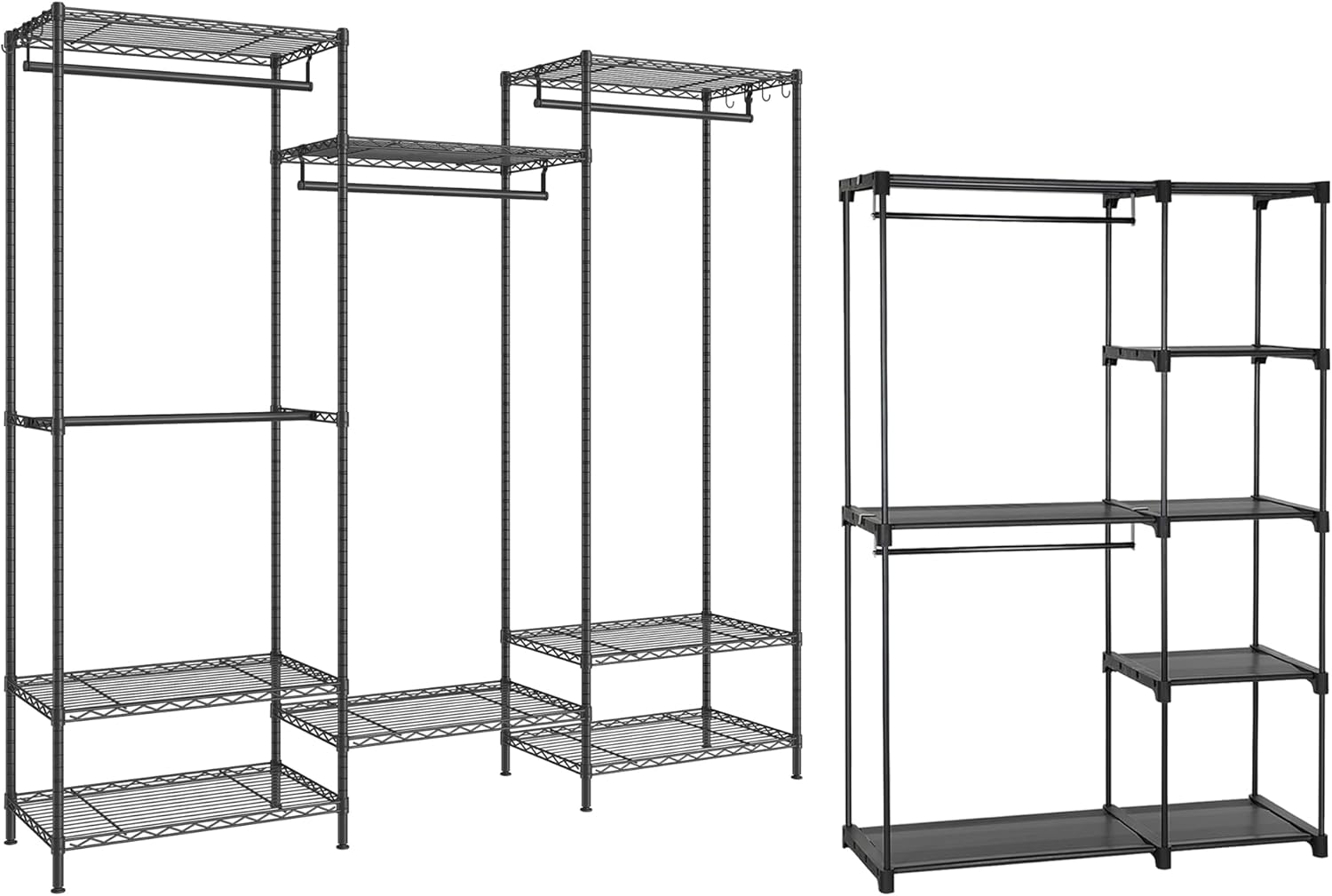 SONGMICS 2 Items Bundle Portable Closets, Freestanding Garment Racks, with Hanging