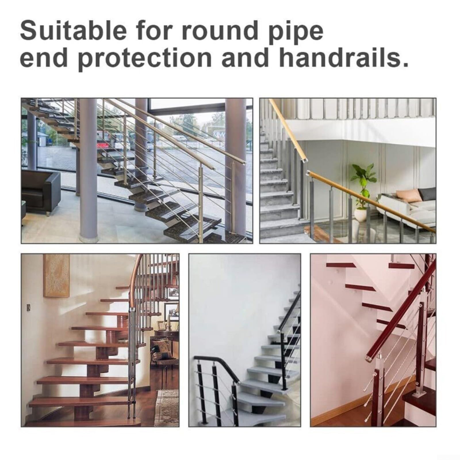 Tappi Terminali Per Corrimano - 4 Pezzi, Diametro 49 Mm, Acciaio Inox 201, Nero - Foto 4