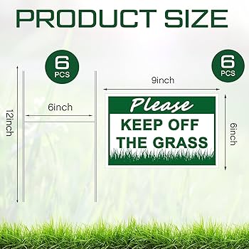 2 PC Keep Off Grass Sign - 8x12 Double Sided Coroplast No Peeing Dog