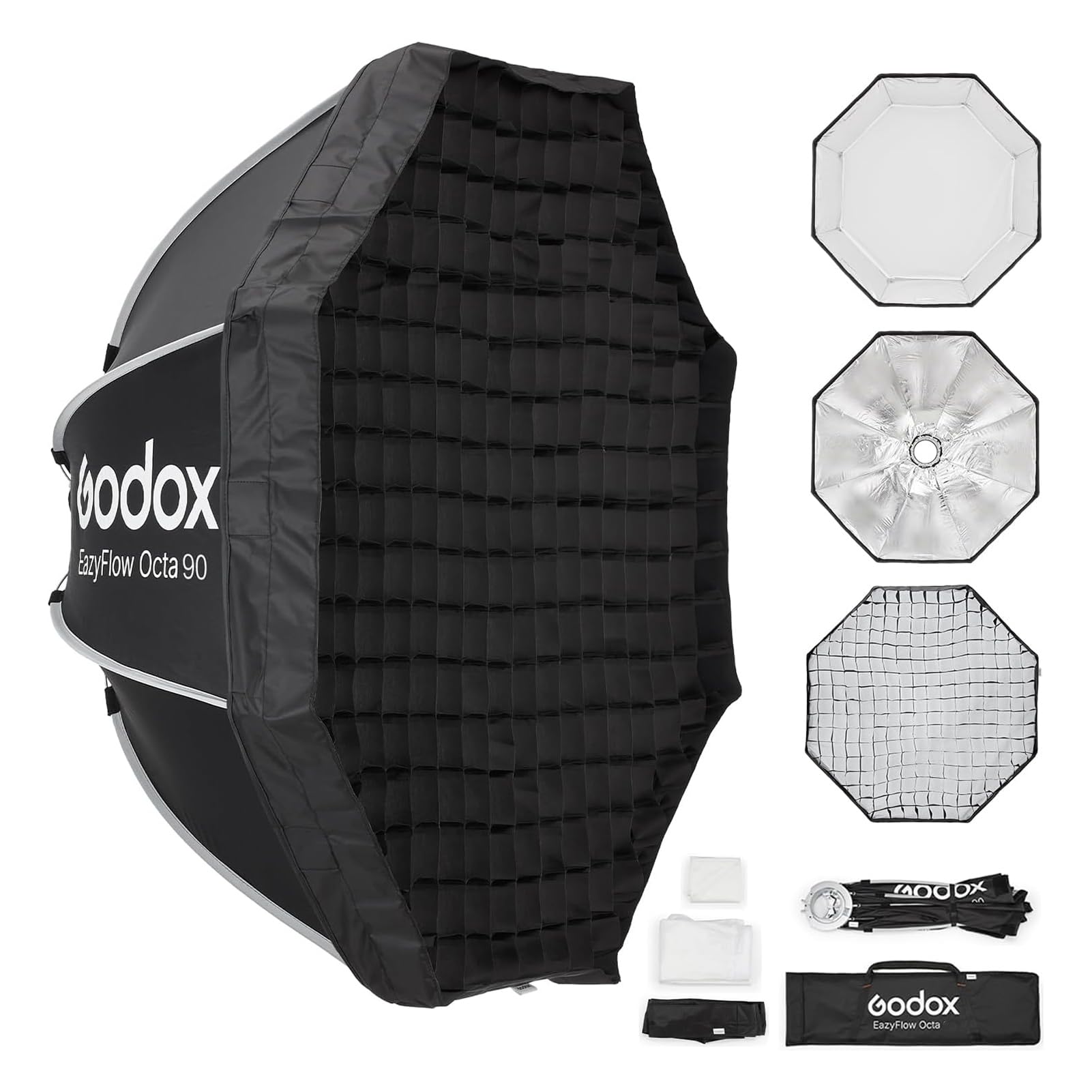 Godox EazyFlow Octa - Softbox ottagonale pieghevole, 90 cm, con diffusori, griglia