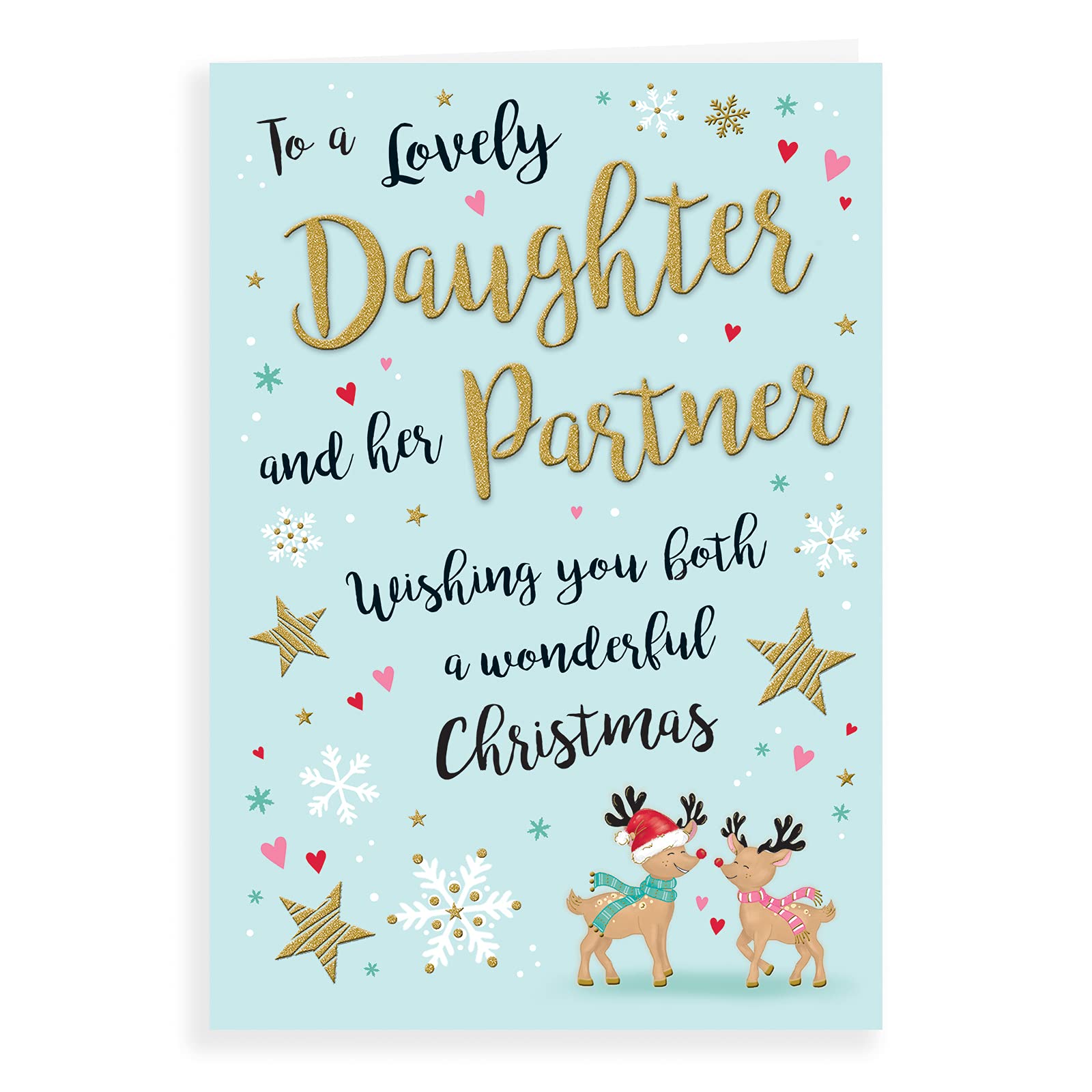 Piccadilly Greetings Modern Christmas Card Daughter & Partner - 9 x 6 inches