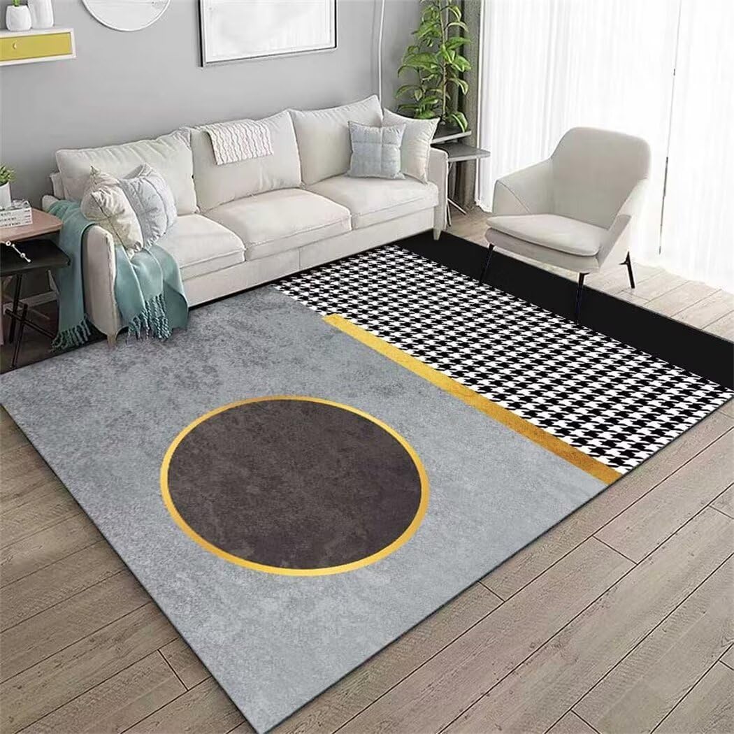 Tapis de chambre géométrique gris 160x200cm pour salon