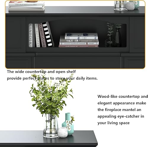 Vista 4 de BOSSIN - Chimenea eléctrica de 43" con repisa, inserto de chimenea eléctrica de 23 pulgadas, soporte de TV independiente con calentador de chimenea