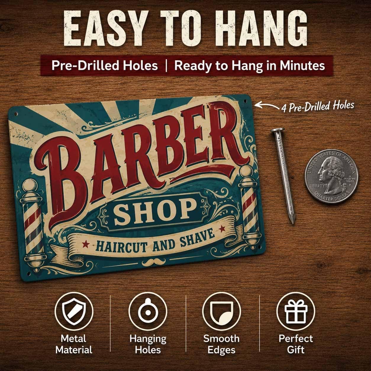 Barber Shop Tin Sign 8x12 Inch Vintage Metal Wall Decor image 4