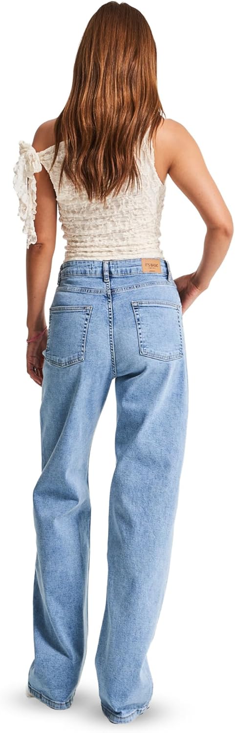 IT'S BASIC High Waisted Wide Leg Jeans for Women, Relaxed Fit Trendy Womens Jeans Stretchy Loose Denim Pants, Stonewashed - Image 8