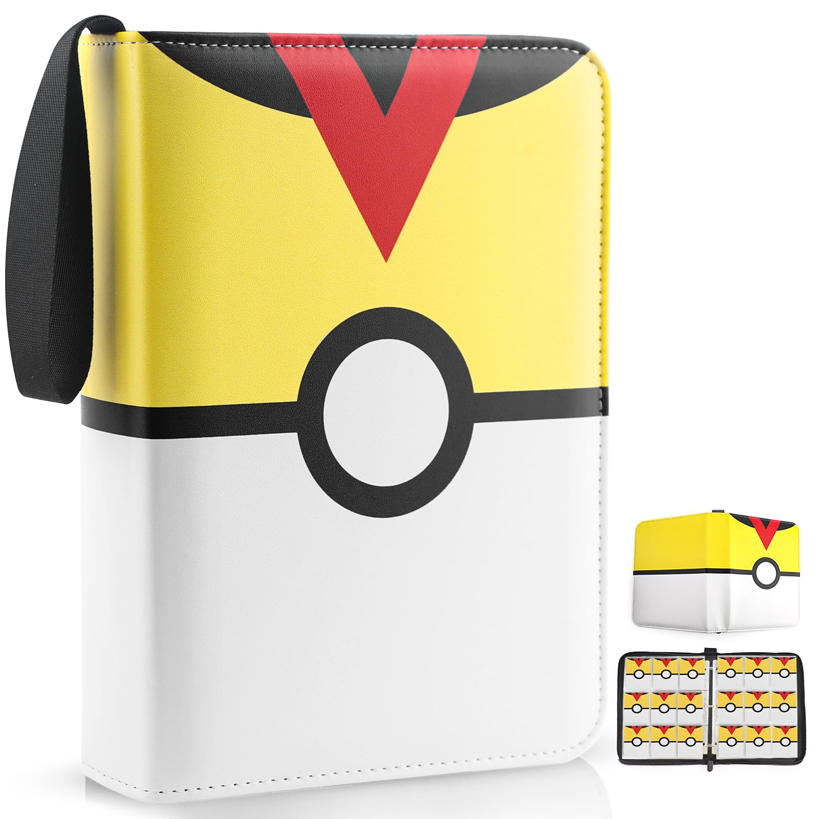 Photo 1 of **BINDER ONLY*** 900 - Pockets Trading Card Binder with Removable 50 Sleeves, Card Collector Album with Zipper, Portable Card Holder Book Fits Sports Card, Game Card - Yellow