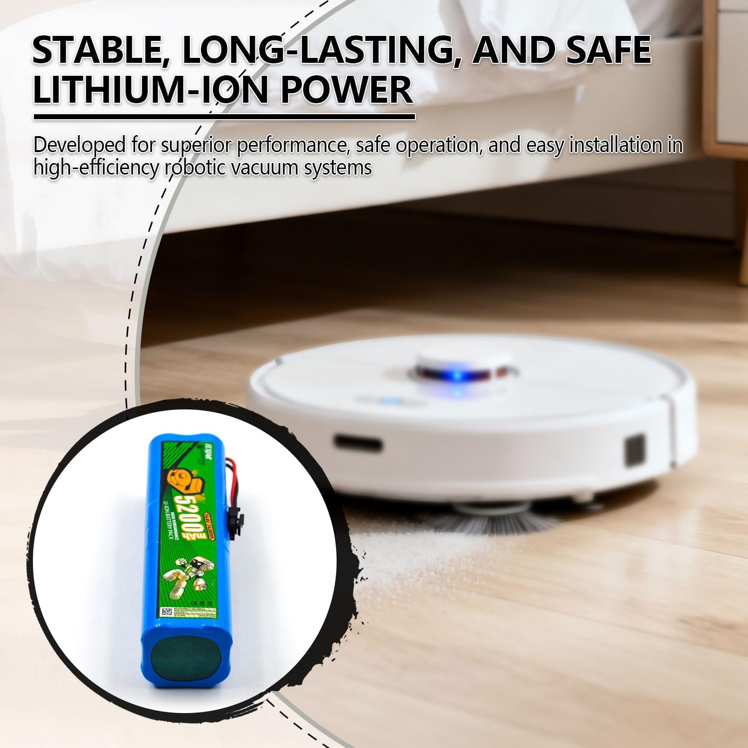 (2-Pack) 14.4V 5200mAh Li-ion Compatible Battery Pack PA61 for RoboVac X8 X8 Pro X8 Hybrid X8 Pro SES T226X Hybrid White Robot Vacuum Cleaners
