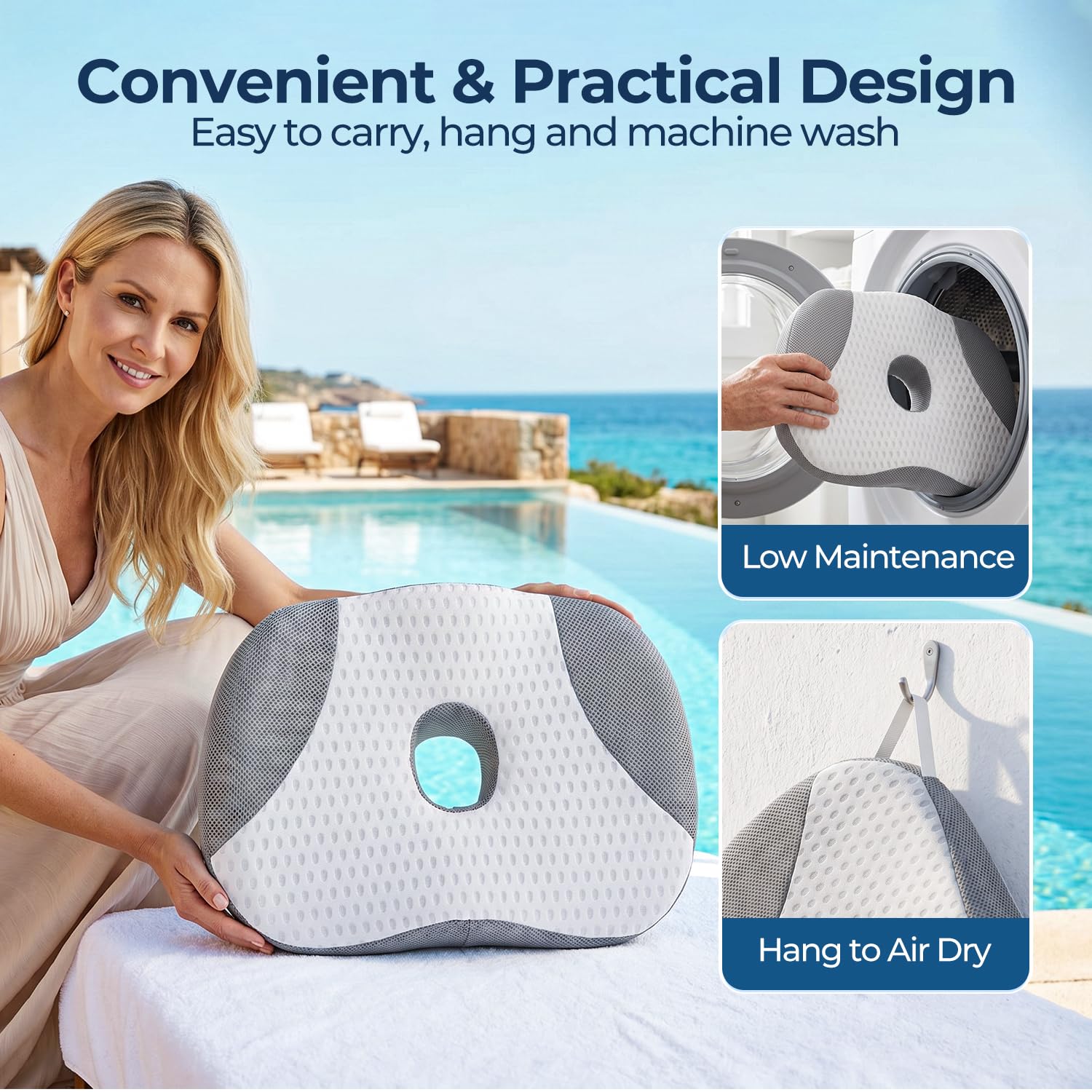 Idle Hippo Whirlpool Booster Sitz, Gewichtetes Whirlpool-Kissen mit leistungsstarken rutschfesten Saugnäpfen, Booster Kissen, Schnell Trockenes Spa Kissen für Indoor Outdoor Whirlpool