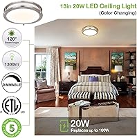 Vista 6 de Lámpara de techo LED de 13 pulgadas de montaje empotrado, luces de techo ajustables de 2700K/3000K/3500K/4000K/5000K, iluminación regulable