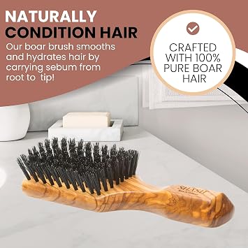 Since 1869 Hand Made in Germany - Robust Craftsman 100% Boar Bristle Hair Brush for Men, Suitable For Thin To Normal Hair, Firm, Naturally Conditions Hair, Improves Texture and Stimulates the Scalp
